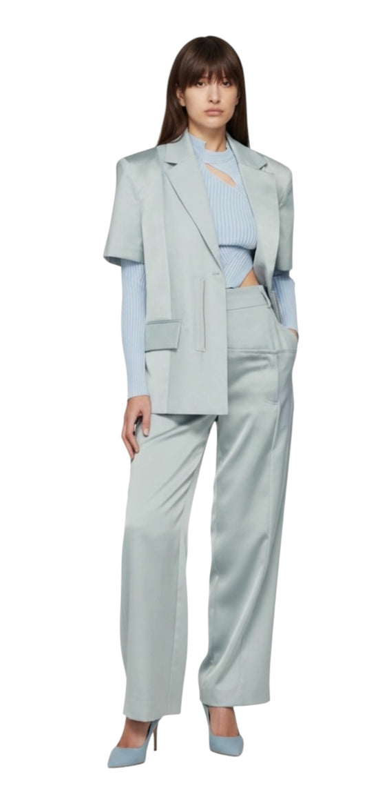 Feng Chen Wang Wool Steel Blue Suit Small/ Medium
