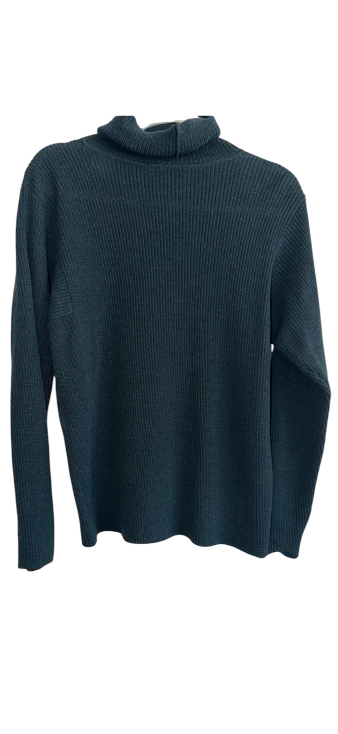 Eileen Fisher emerald green wool knit turtle neck sweater large