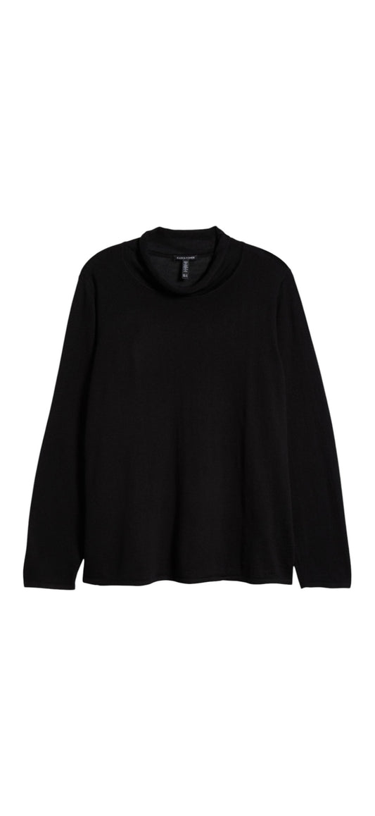 Eileen Fisher mock neck Extra fine merino wool lightweight sweater Extra Large
