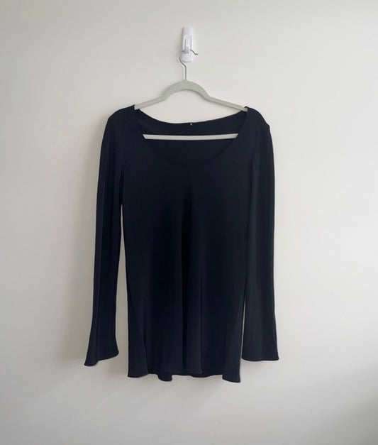 Peter Cohen black Silk scoop neck tunic blouse Medium