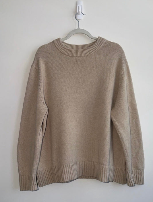 Jenni Kayne cashmere cotton oversized Sweater Beige fishermancore costal Large