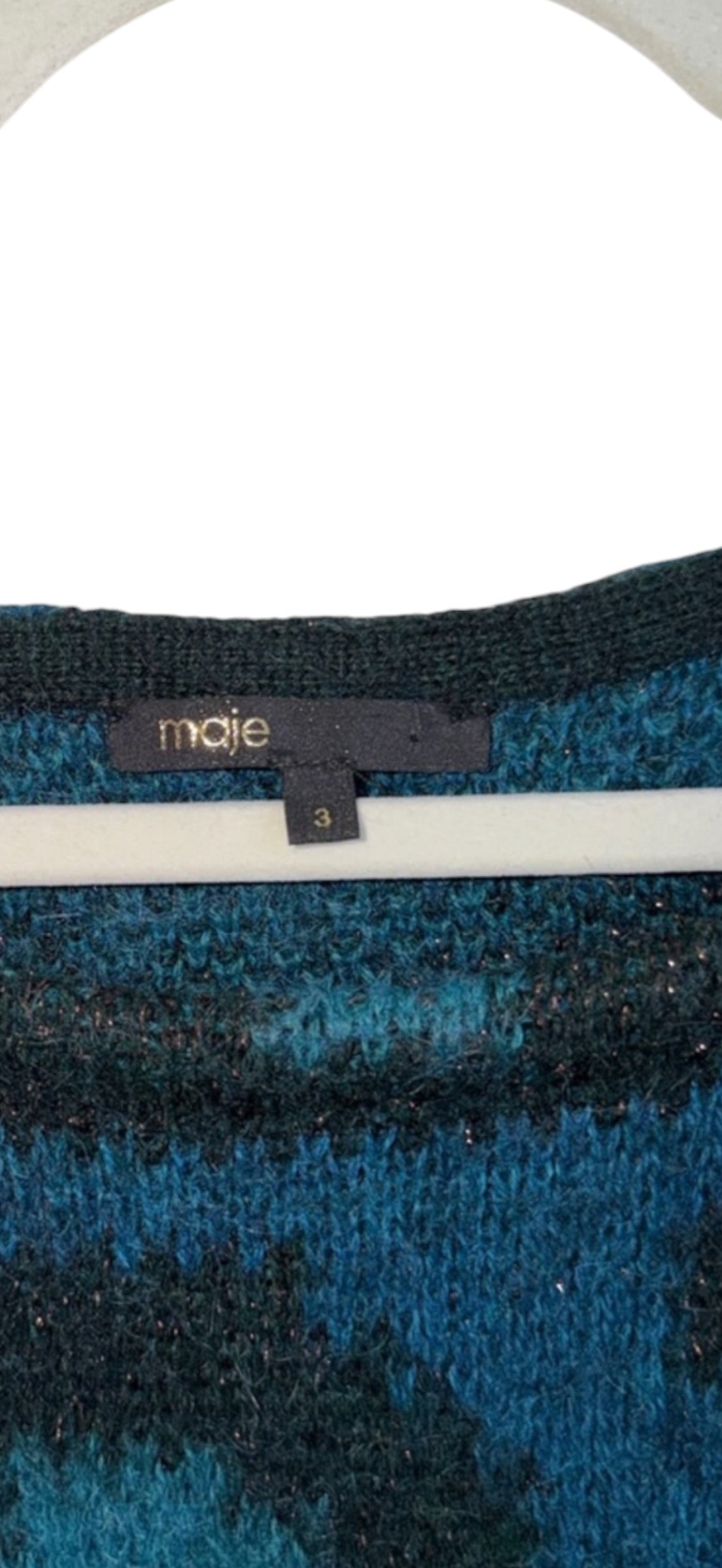 Maje Blue Mohair Animal Print Crew neck Sweater Large