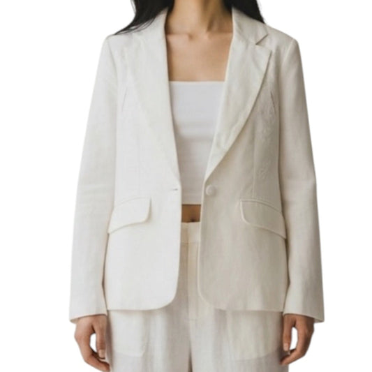 JASON WU White Linen Embroided Blazer Jacket Large