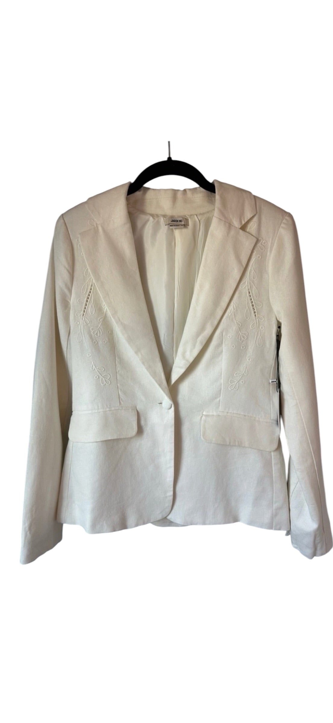 JASON WU White Linen Embroided Blazer Jacket Large