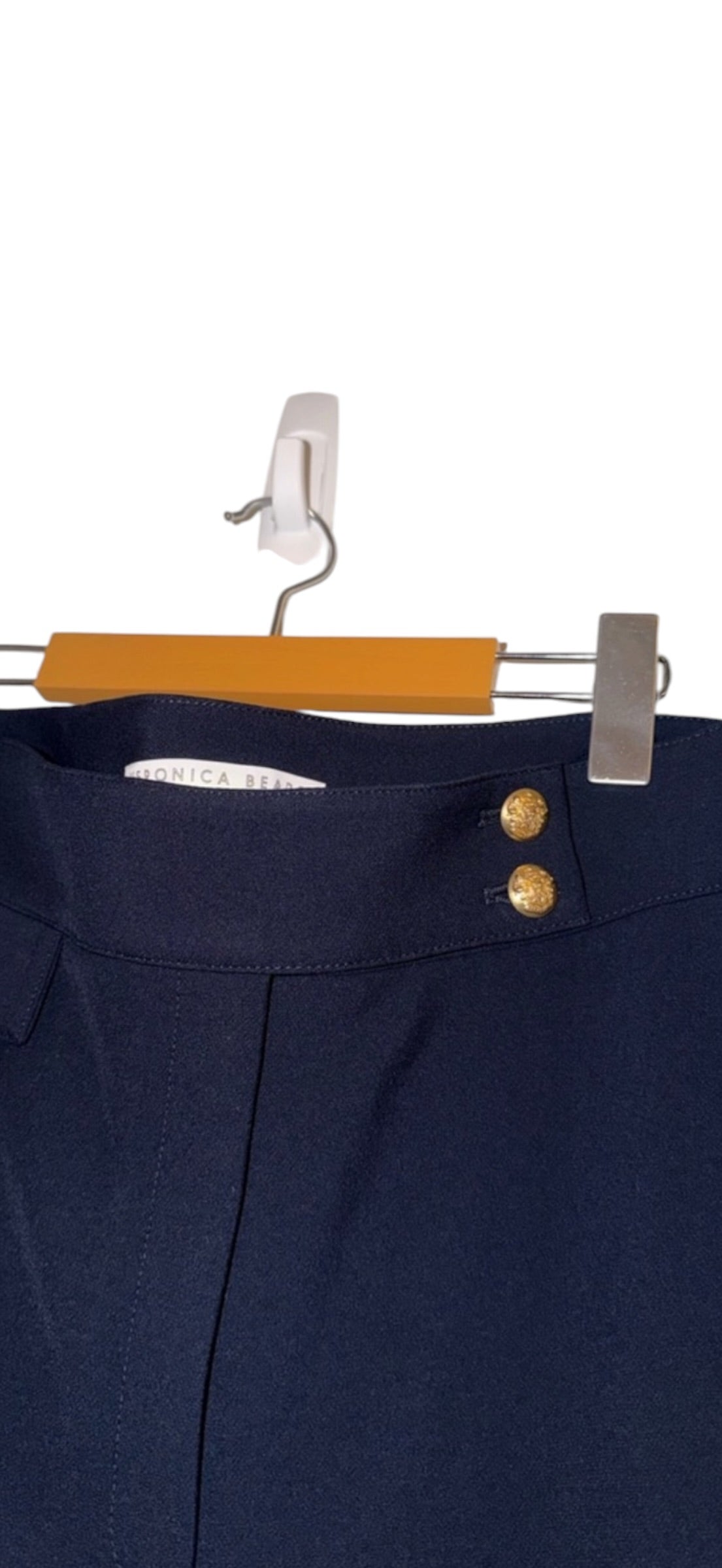 Veronica Beard Navy blue Gold Button Renxo straight leg Trouser Pant Size 16