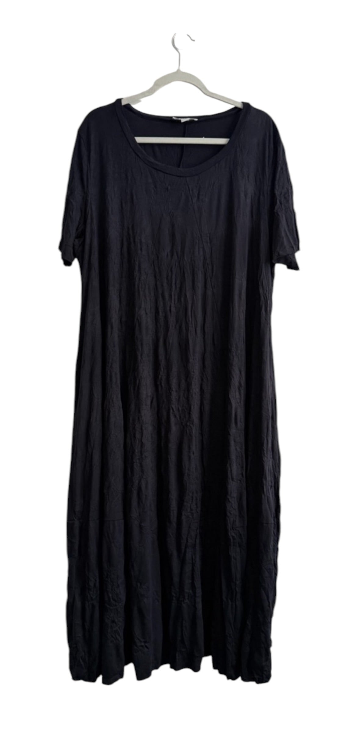 Luukaa Crinkled cotton lagen look navy dress 14