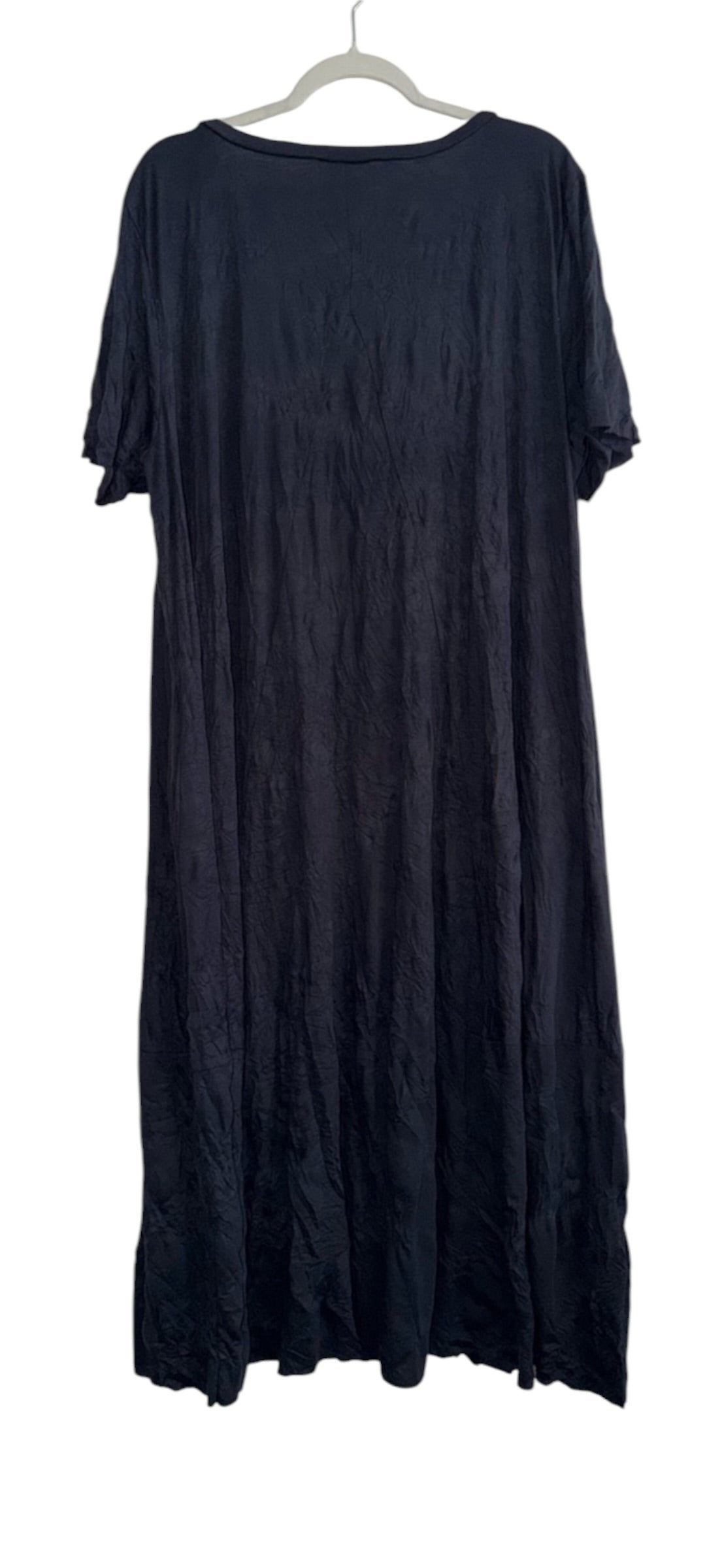 Luukaa Crinkled cotton lagen look navy dress 14