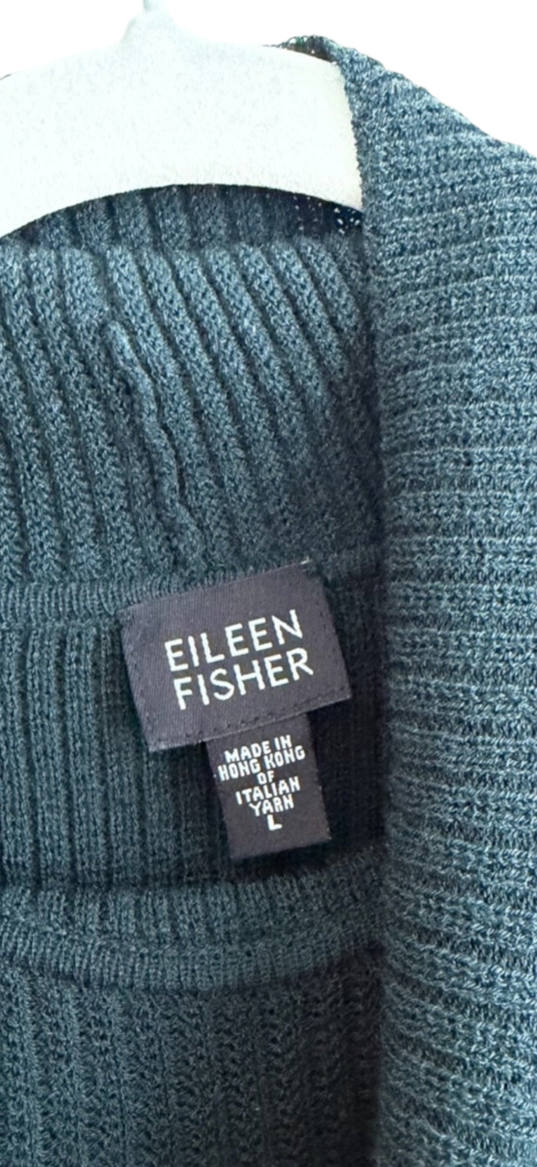 Eileen Fisher emerald green wool knit turtle neck sweater large