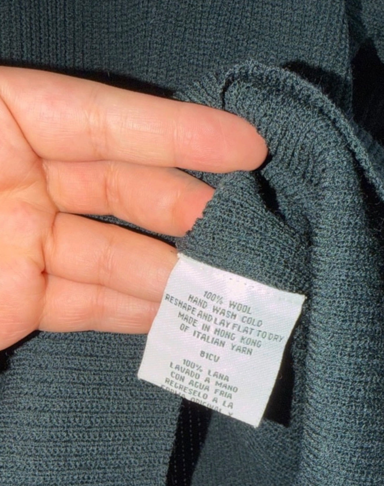 Eileen Fisher emerald green wool knit turtle neck sweater large