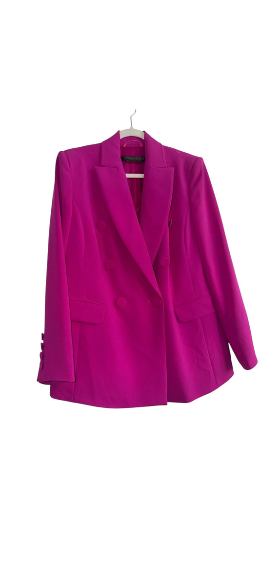 Marina Rinaldi Magenta Double breasted Caraibi Pant Suit 14 18 black