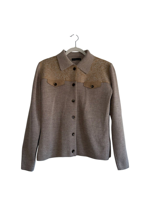 Alpaca 111 South Western Baby Alpaca Wool sweater jacket embroidered suede Large