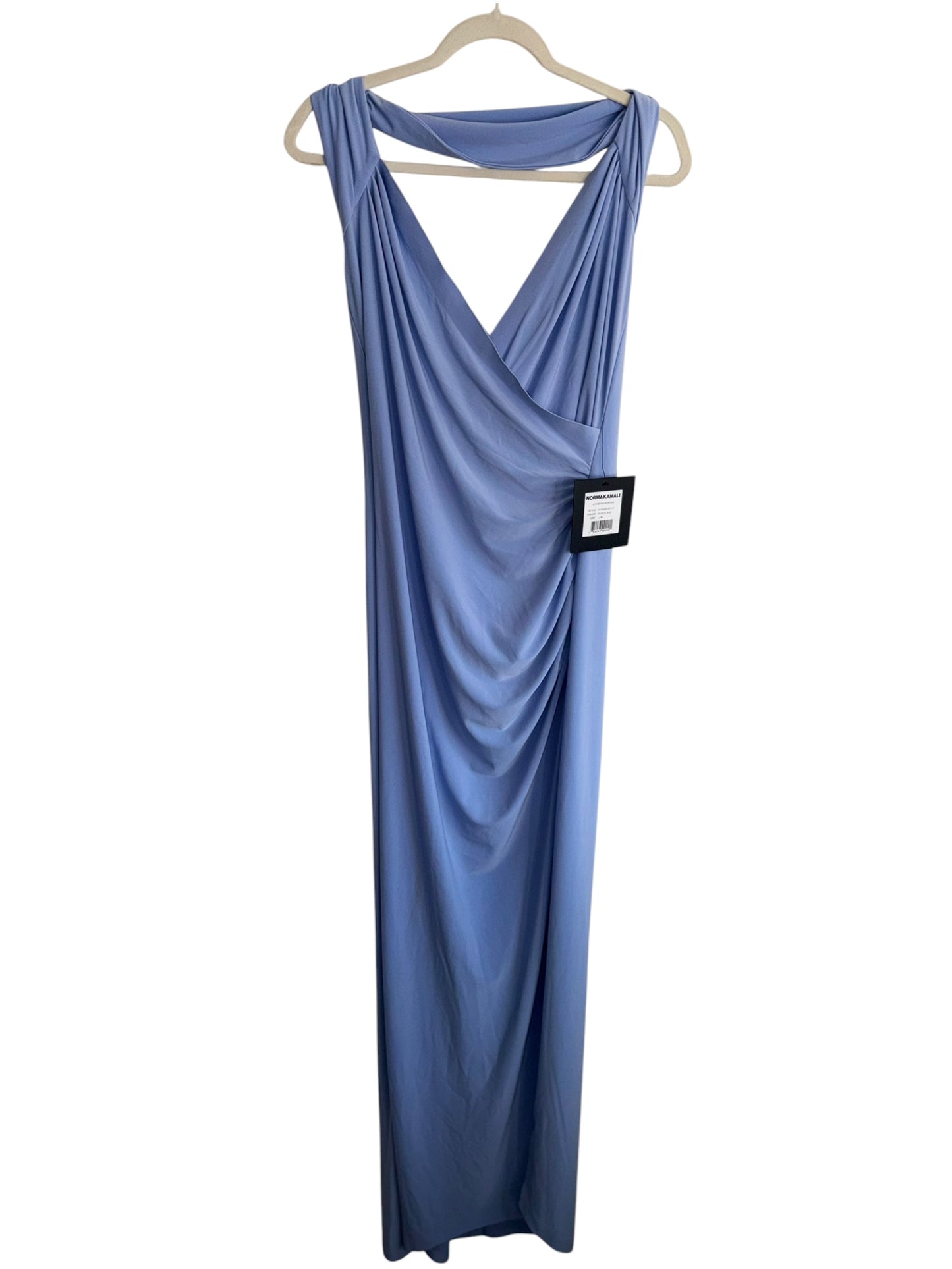 Norma Kamali x Revolve Halter Sweetheart Drape Gown in Celestial Blue Large