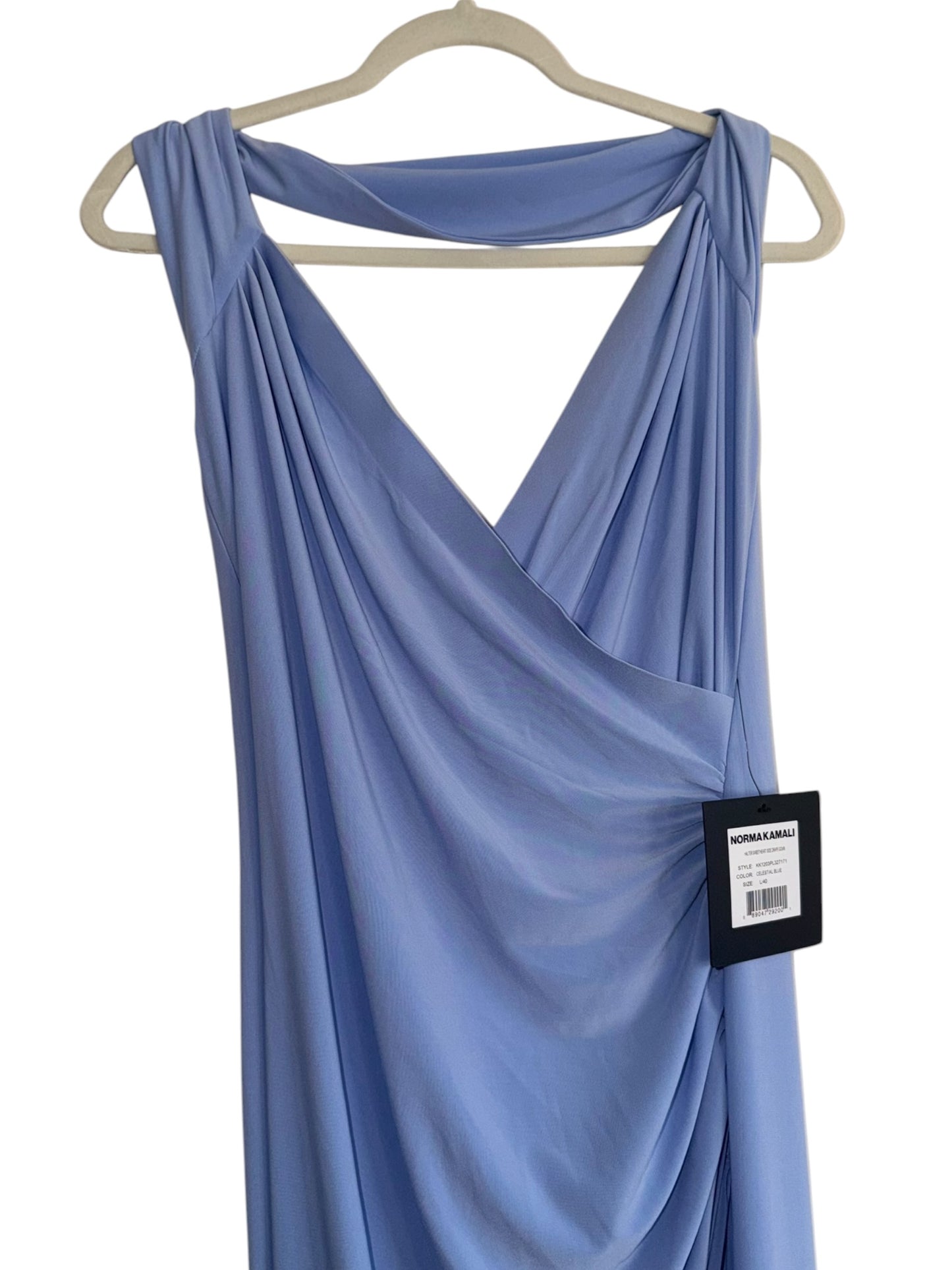 Norma Kamali x Revolve Halter Sweetheart Drape Gown in Celestial Blue Large
