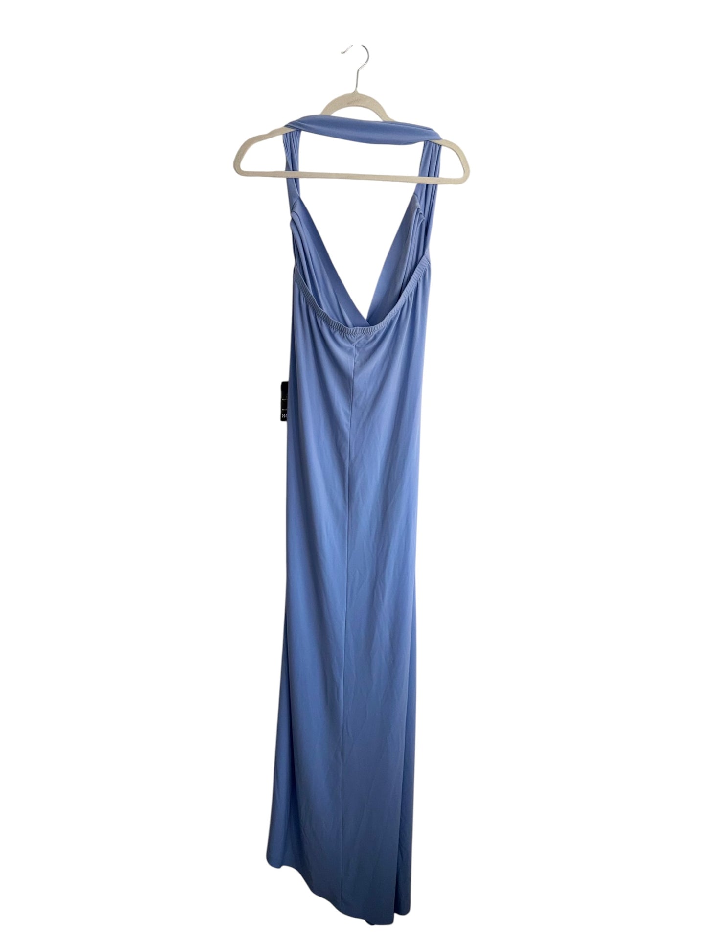 Norma Kamali x Revolve Halter Sweetheart Drape Gown in Celestial Blue Large