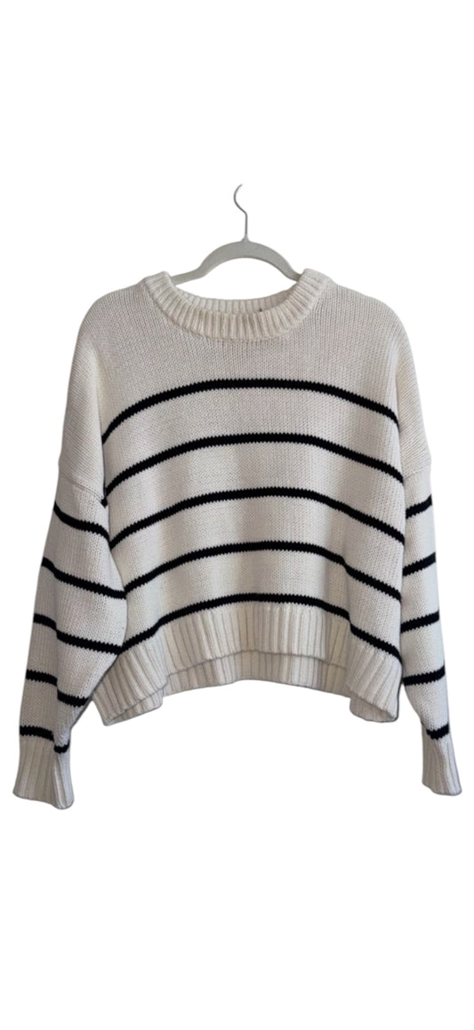 Jenni Kayne  Chloe Crewneck Ivory Black Stripe‎ XXL fishermancore nautical costal