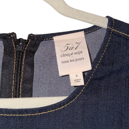 Cinq a sept Siv Belted Jean Denim Mini dress western cottagecore utiluty Size 6