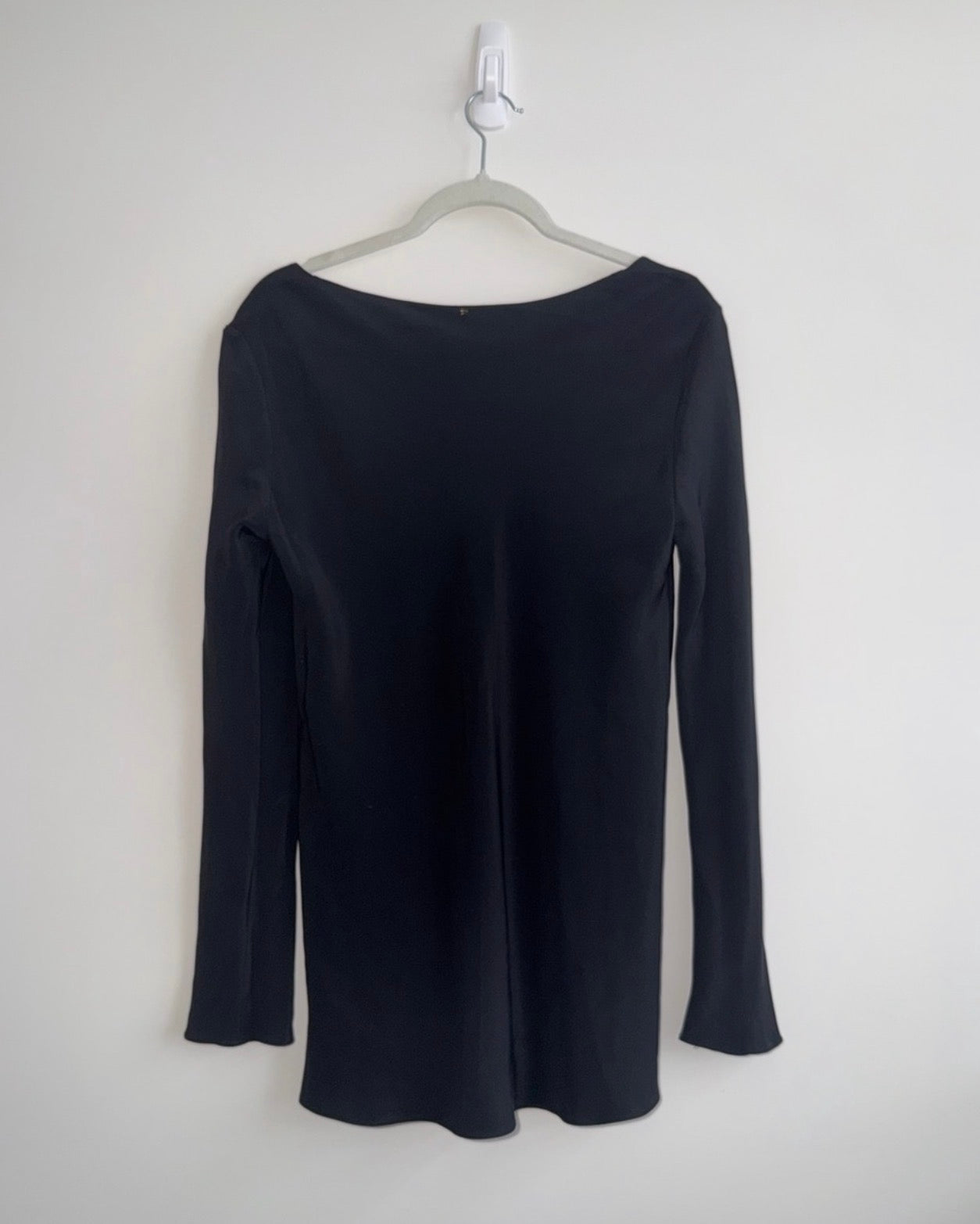 Peter Cohen black Silk scoop neck tunic blouse Medium