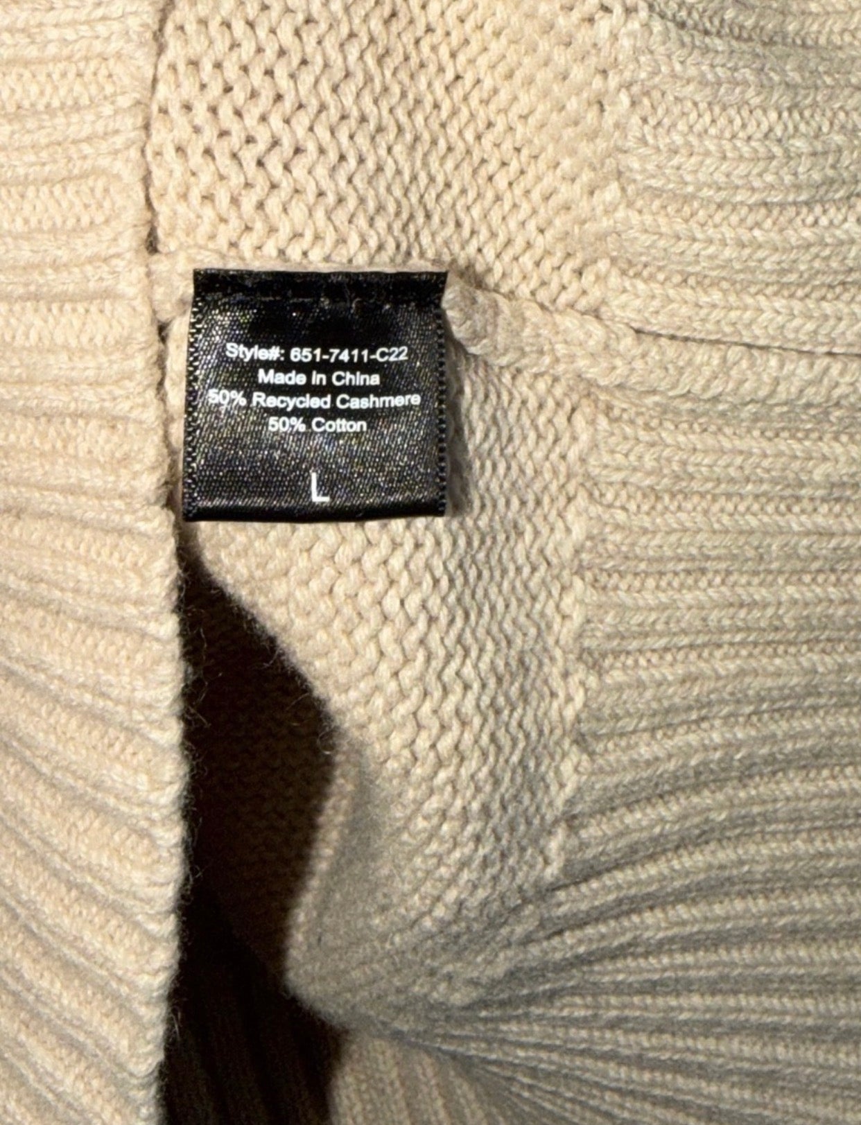 Jenni Kayne cashmere cotton oversized Sweater Beige fishermancore costal Large