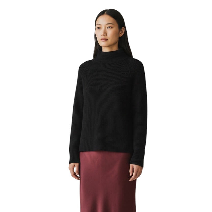 Eileen Fisher mock neck Extra fine merino wool lightweight sweater Extra Large