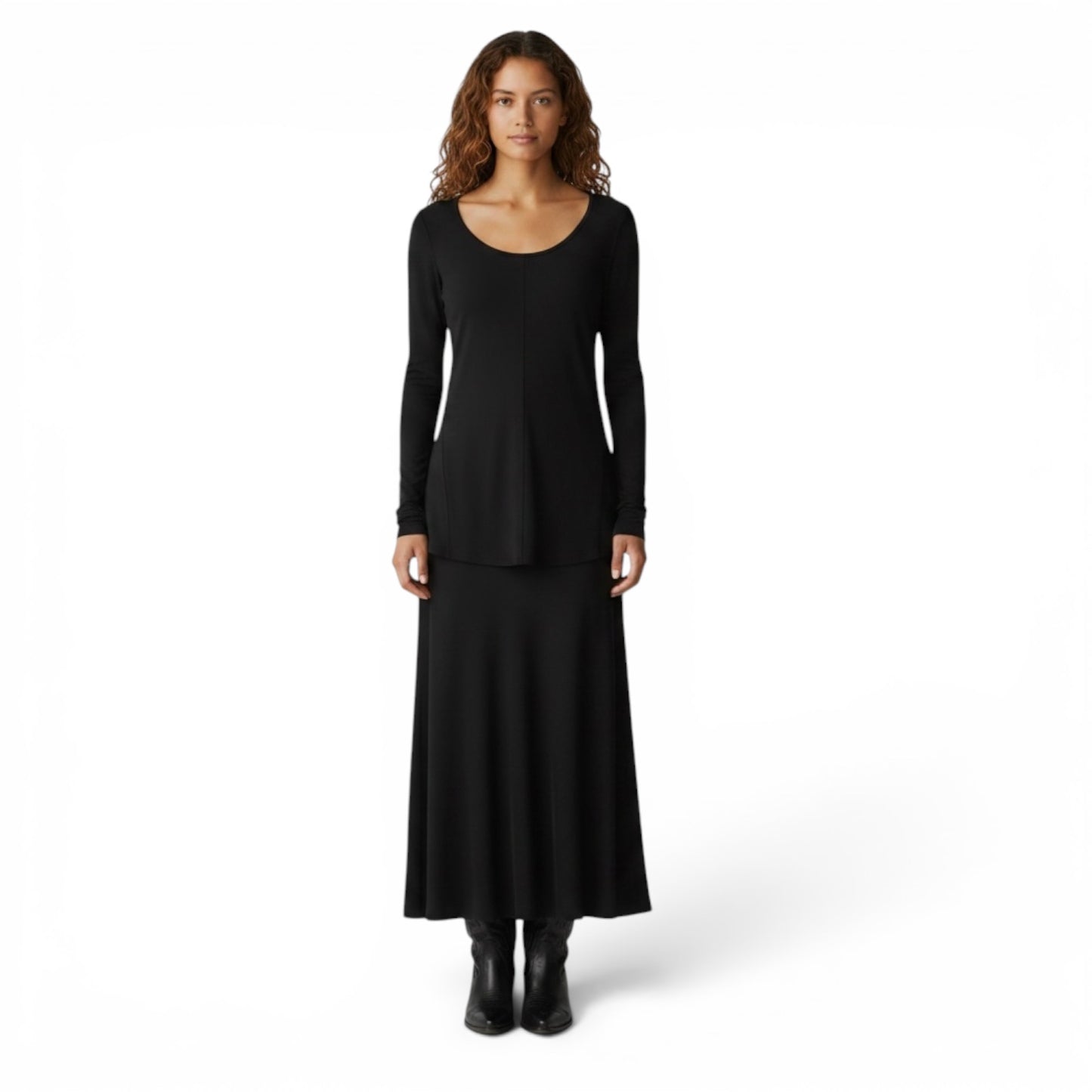 Peter Cohen black Silk scoop neck tunic blouse Medium